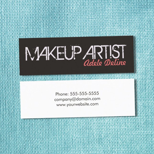 Modern Simple Chic Grey Pale Pink Makeup Artist Mini Business Card (Creator Uploaded)