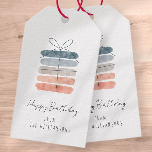 Modern Simple Chic Happy Birthday Greeting Gift Tags
