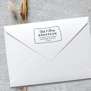 Modern Simple Chic KANSAS State Return Address Rubber Stamp