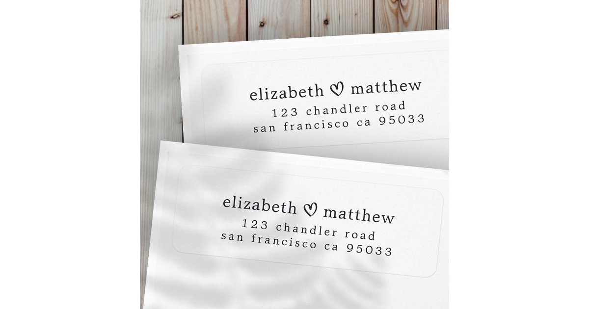 Address Labels Heart Modern Simple Chic Minimalist Heart Return Address Label | Zazzle