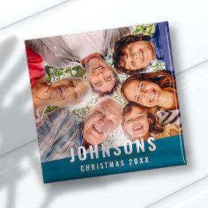 Modern Simple Chic Modern Family Photo Holiday Magnet