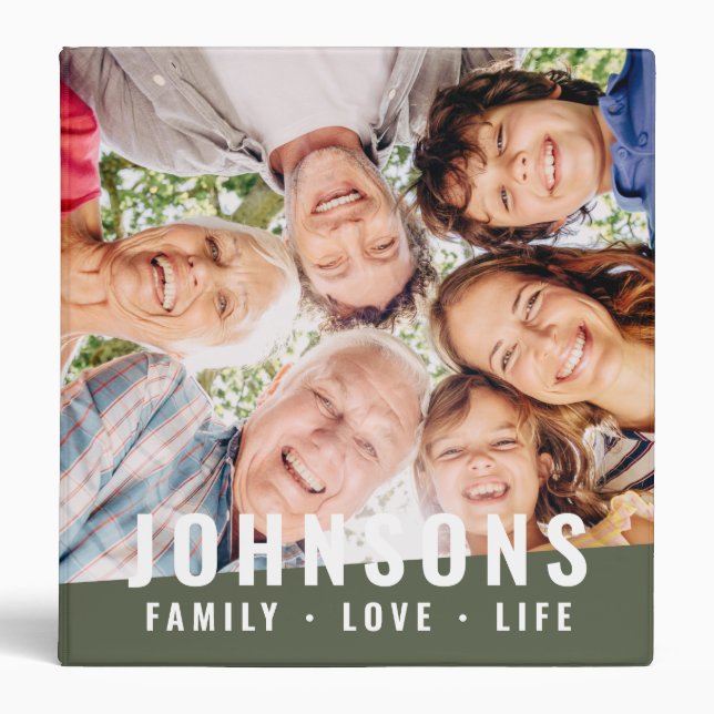Modern Simple Chic Modern Family Photo Quote 3 Ring Binder (Front)