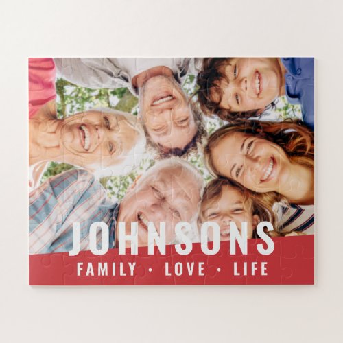Modern Simple Chic Modern Family Photo Quote Jigsaw Puzzle