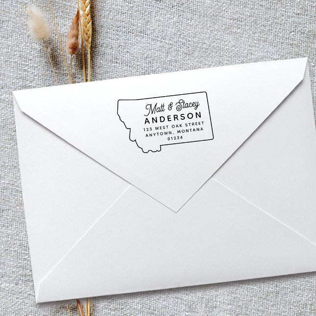 Modern Simple Chic MONTANA State Return Address  Rubber Stamp (Creator Uploaded)
