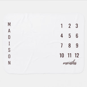 Modern Simple Chic Name Baby Milestone Monthly Baby Blanket