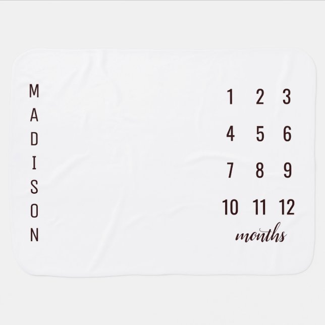 Modern Simple Chic Name Baby Milestone Monthly Blanket (Horizontal)