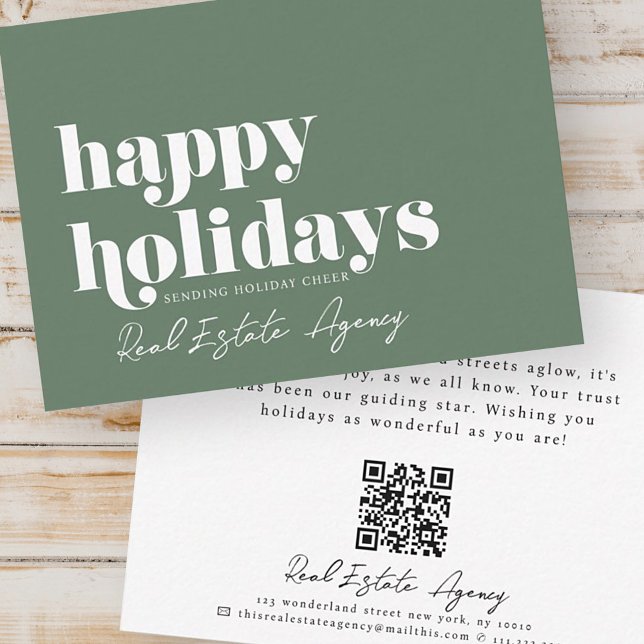 Modern Simple Chic Real Estate Business Holiday Note Card (Creator Uploaded)