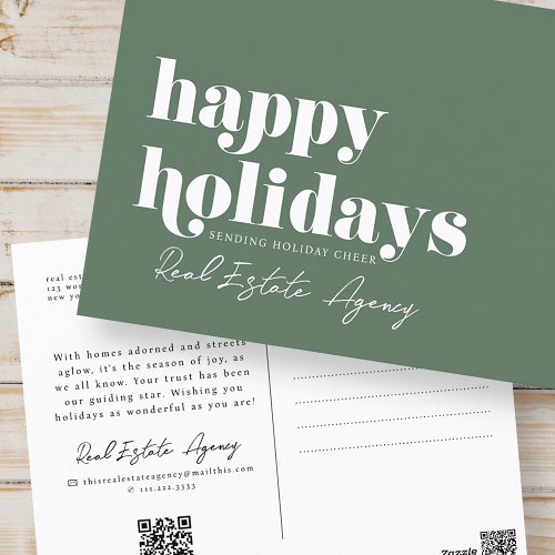 Modern Simple Chic Real Estate Business Holiday Postcard