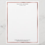 Modern Simple Chic Rose Gold White Border Lawyer Letterhead<br><div class="desc">This simple, minimalist, and modern letterhead is perfect for the professional lawyer, attorney, or business woman or man. It features a faux printed rose gold foil border with a contemporary font on top of a white background. It's a stylish and unique way to personalize and customize your letterhead. ***IMPORTANT DESIGN...</div>