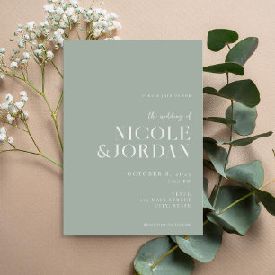 Modern Simple Chic Sage Green Wedding Invitation