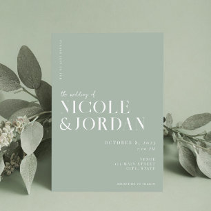 Modern Simple Chic Sage Green Wedding Invitation