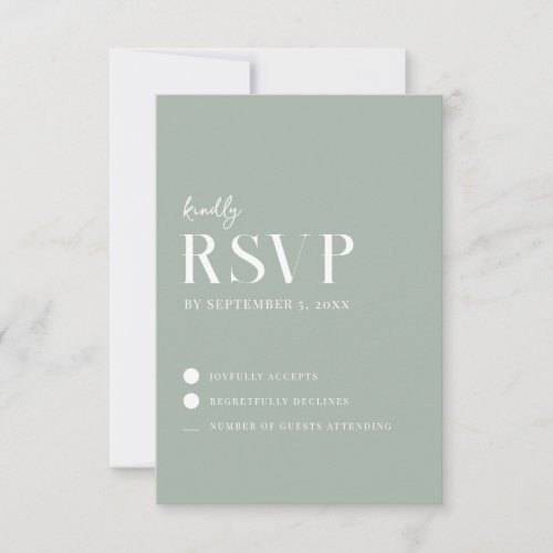 Modern Simple Chic Sage Green Wedding RSVP Card