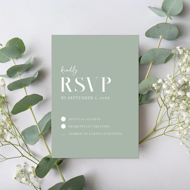 Modern Simple Chic Sage Green Wedding RSVP Card (Creator Uploaded)