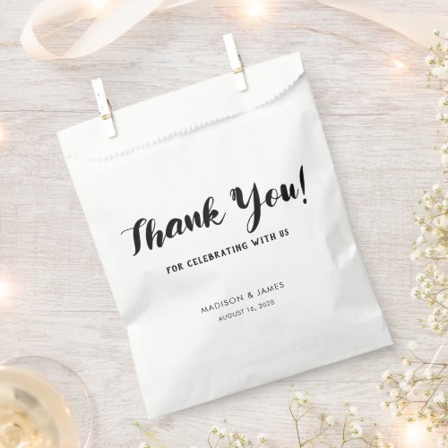 Modern Simple Chic Script Thank You Wedding Favor Bag