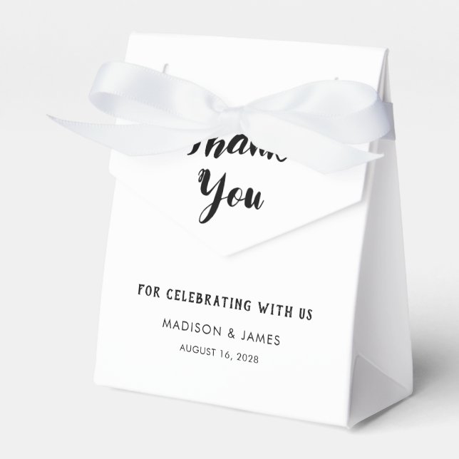 Modern Simple Chic Script Thank You Wedding Favor Boxes (Front Side)
