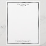 Modern Simple Chic Silver White Border Lawyer Letterhead<br><div class="desc">This simple, minimalist, and modern letterhead is perfect for the professional lawyer, attorney, or business woman or man. It features a faux printed silver foil border with a contemporary font on top of a white background. It's a stylish and unique way to personalize and customize your letterhead. ***IMPORTANT DESIGN NOTE:...</div>