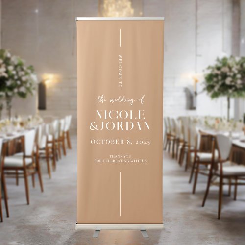 Modern Simple Chic Tan Wedding Welcome Retractable Banner
