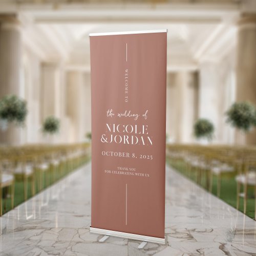 Modern Simple Chic Terracotta Wedding Welcome Retractable Banner