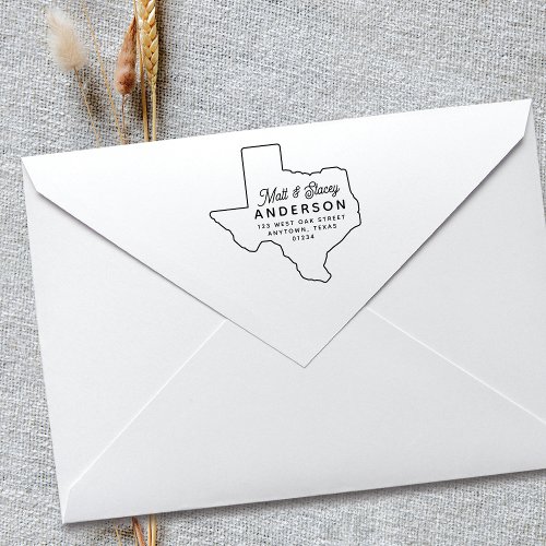 Modern Simple Chic TEXAS State Return Address  Rubber Stamp