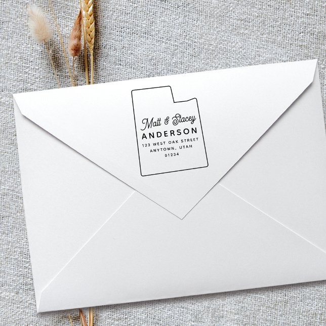 Modern Simple Chic UTAH State Return Address  Rubber Stamp (Creator Uploaded)