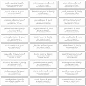 Modern Simple Chic Wedding Guest Names Address Sticker