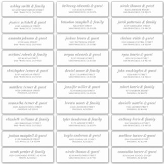 Modern Simple Chic Wedding Guest Names Address Sticker