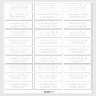 Modern Simple Chic Wedding Guest Names Address Sticker