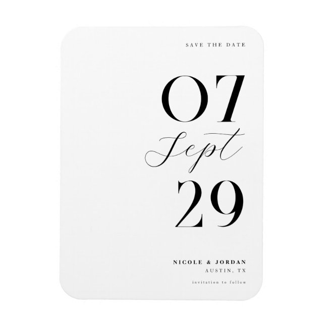 Modern Simple Chic Wedding Save the Date Magnet (Vertical)