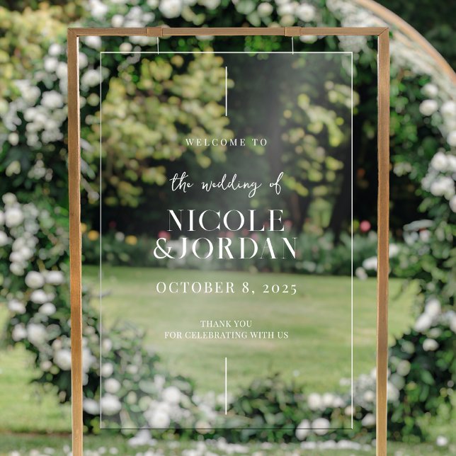 Modern Simple Chic Wedding Welcome Acrylic Sign (Creator Uploaded)