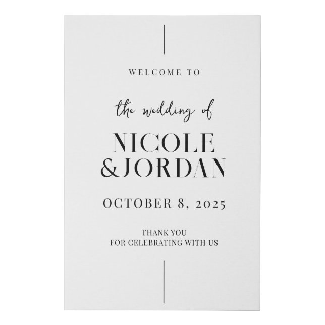 Modern Simple Chic Wedding Welcome Faux Canvas Print (Front)
