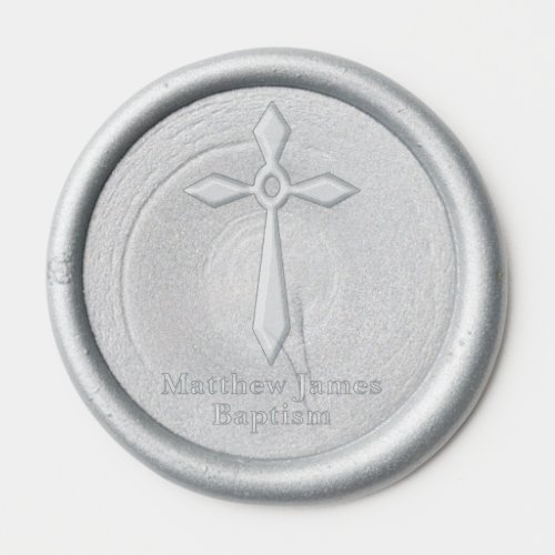Modern Simple Christian Cross Baptism Wax Seal Sticker