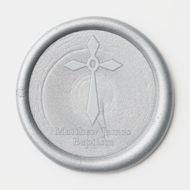 Modern Simple Christian Cross Baptism Wax Seal Sticker (Front)