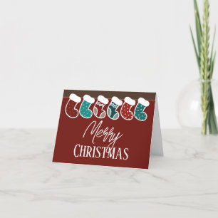 Modern Simple Christmas Family Matching Stockings Holiday Card