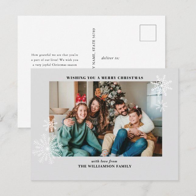Modern Simple Christmas Family Photo Postcards (Front/Back)
