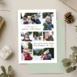 Modern Simple Christmas Family Seven Photo Collage Holiday Card<br><div class="desc">This modern and simple family photo collage Christmas card showcases seven photos on the front with a clean green back for your personalized message and names in elegant typography. A minimalist yet timeless holiday design,  perfect for sharing your brightest family memories with loved ones this winter.</div>