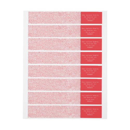 Modern Simple Christmas Red Doodle Return address Wrap Around Label