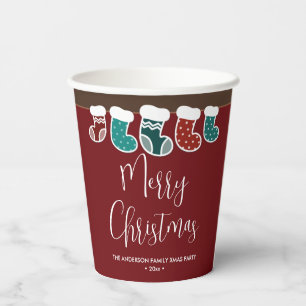 Modern Simple Christmas Stockings Holiday Party Paper Cups