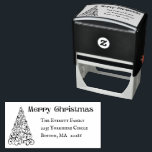 Modern Simple Christmas Tree Custom Return Address Self-inking Stamp<br><div class="desc">Stamp your holiday mail and parcels with this elegant simple custom self inking rubber stamp return address. A modern Christmas tree made of script like flourishes embellishes your custom return address. Merry Christmas in an elegant font adds festive charm. This economical return address stamper can be used holiday season after...</div>
