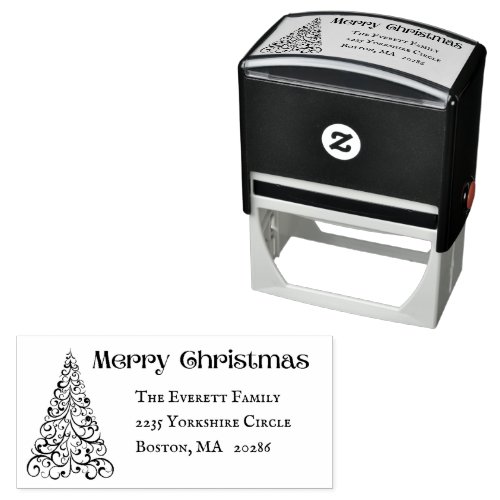 Modern Simple Christmas Tree Custom Return Address Self_inking Stamp