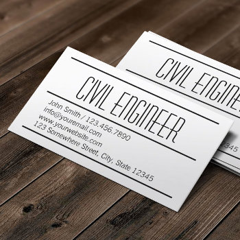 Modern Simple Civil Engineer Business Card by cardfactory at Zazzle