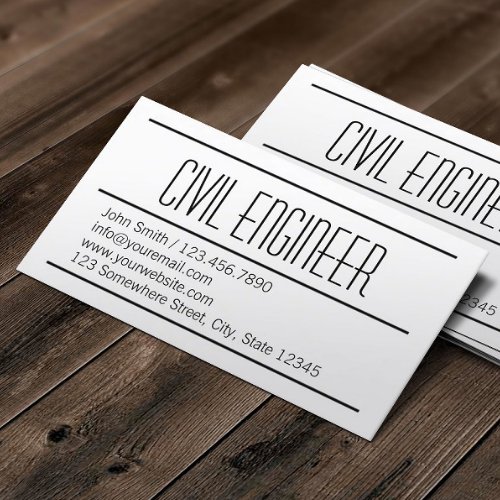 Modern Simple Civil Engineer Business Card