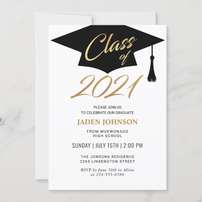 Modern Simple Class of 2021 Graduation Party Invitation (Front)