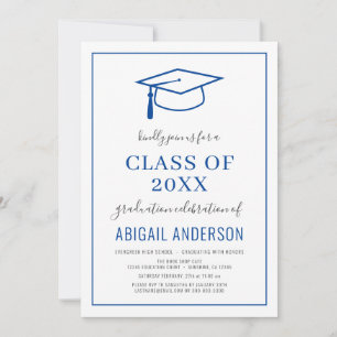 Modern Simple Class of 2023 Blue Graduation Photo  Invitation