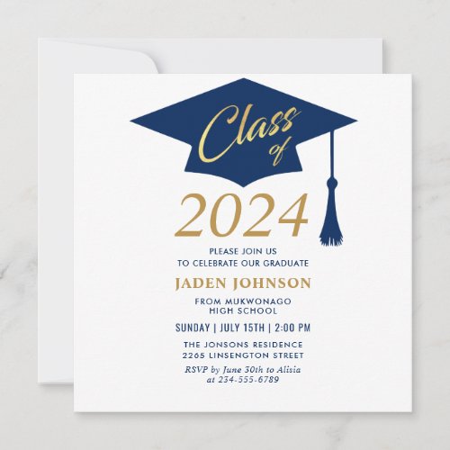 Modern Simple Class of 2024 Graduation Party Invitation