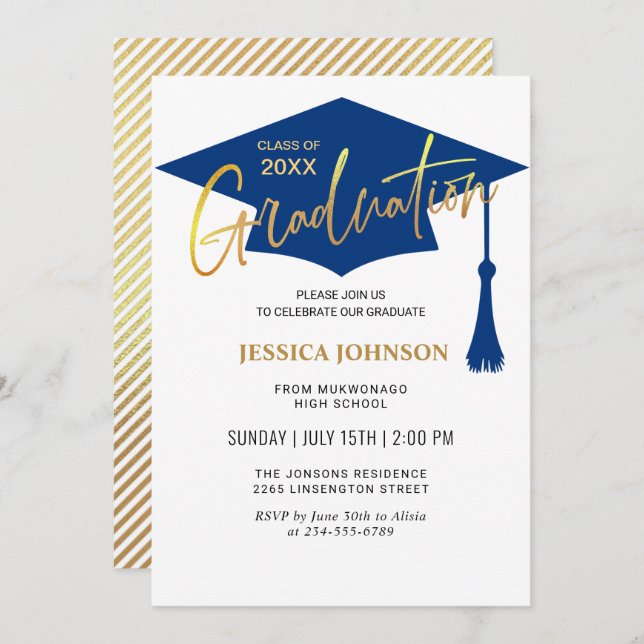 Modern Simple Class of 2024 Graduation Party Invitation (Front/Back)