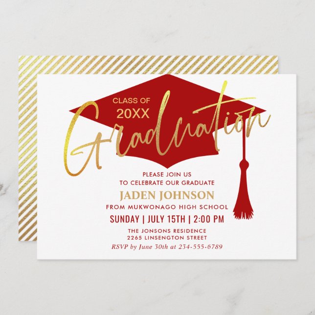 Modern Simple Class of 2024 Graduation Party Invitation (Front/Back)