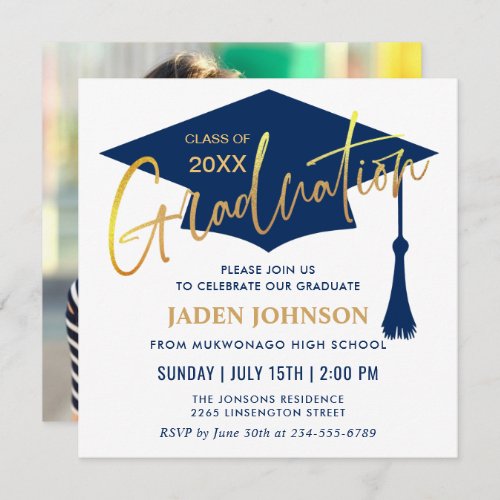 Modern Simple Class of 2024 PHOTO Graduation Party Invitation