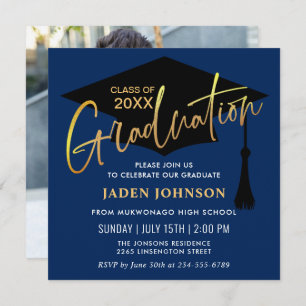 Modern Simple Class of 2024 PHOTO Graduation Party Invitation