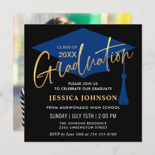 Modern Simple Class of 2024 PHOTO Graduation Party Invitation