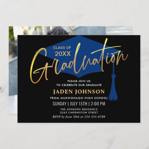 Modern Simple Class of 2024 PHOTO Graduation Party Invitation